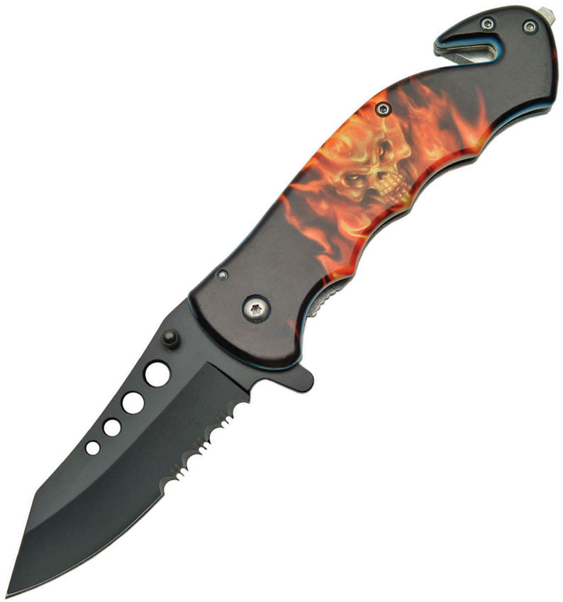 Rite Edge Flaming Skull Linerlock A/O