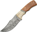 Damascus Hunter Wood and Bone Handle