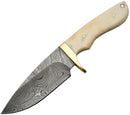 Damascus Fixed Blade Bone Handle