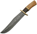 Damascus Olive Wood Damascus Bowie