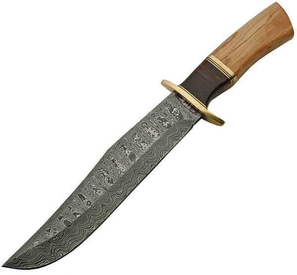 Damascus Olive Wood Damascus Bowie