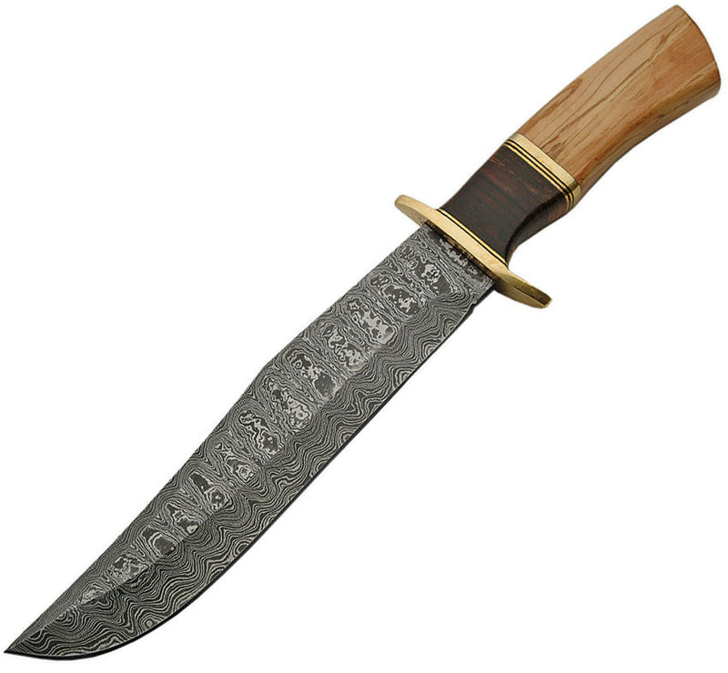 Damascus Olive Wood Damascus Bowie