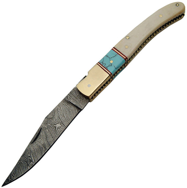Damascus Bone Turquoise Folder
