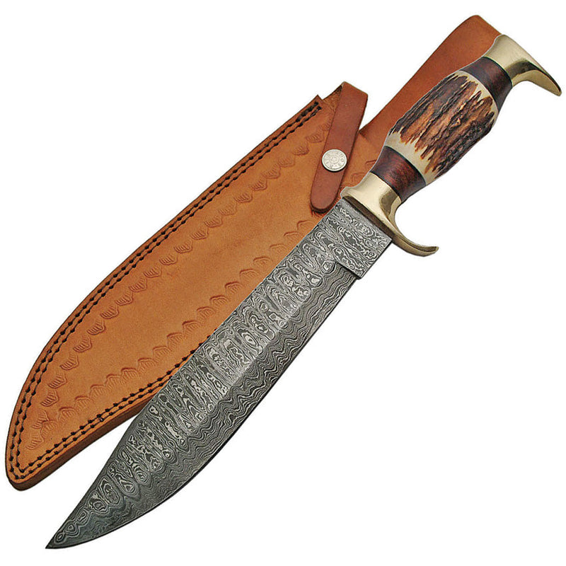 Damascus Stag Bowie Damascus