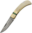 Damascus Lockback Smooth Bone