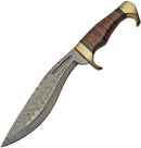 Damascus Kukri Stacked Leather
