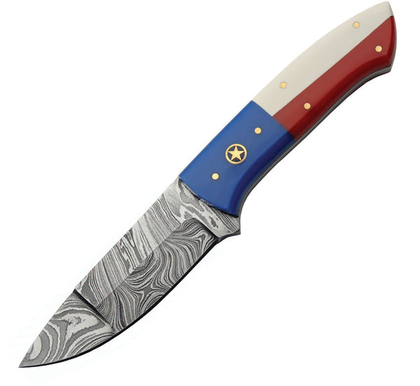 Damascus Texas Pride Fixed Blade