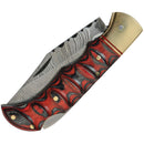 Damascus Red and Black Lockback