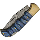 Damascus Grooved Lockback Blue
