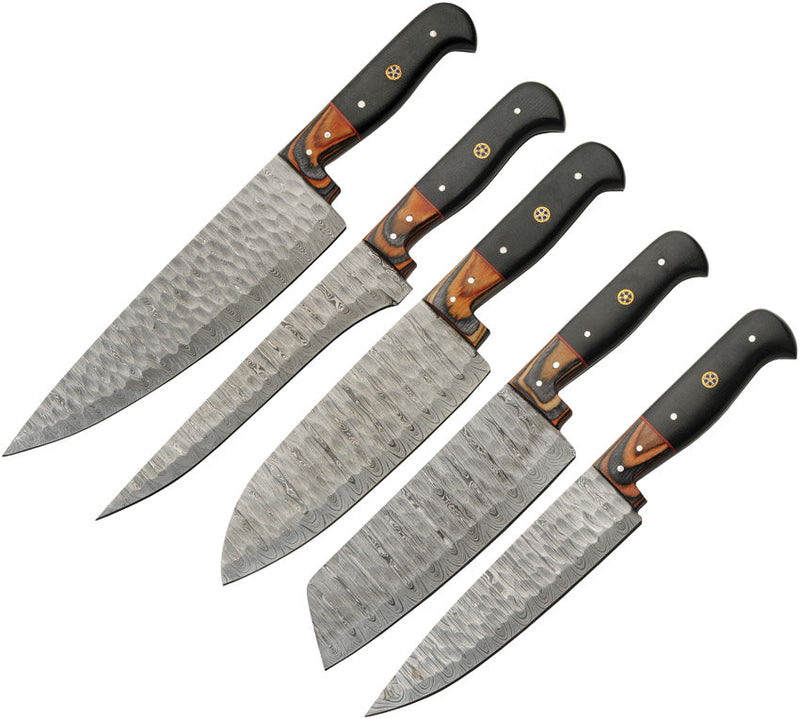 Damascus Kitchen Set W Knife Roll