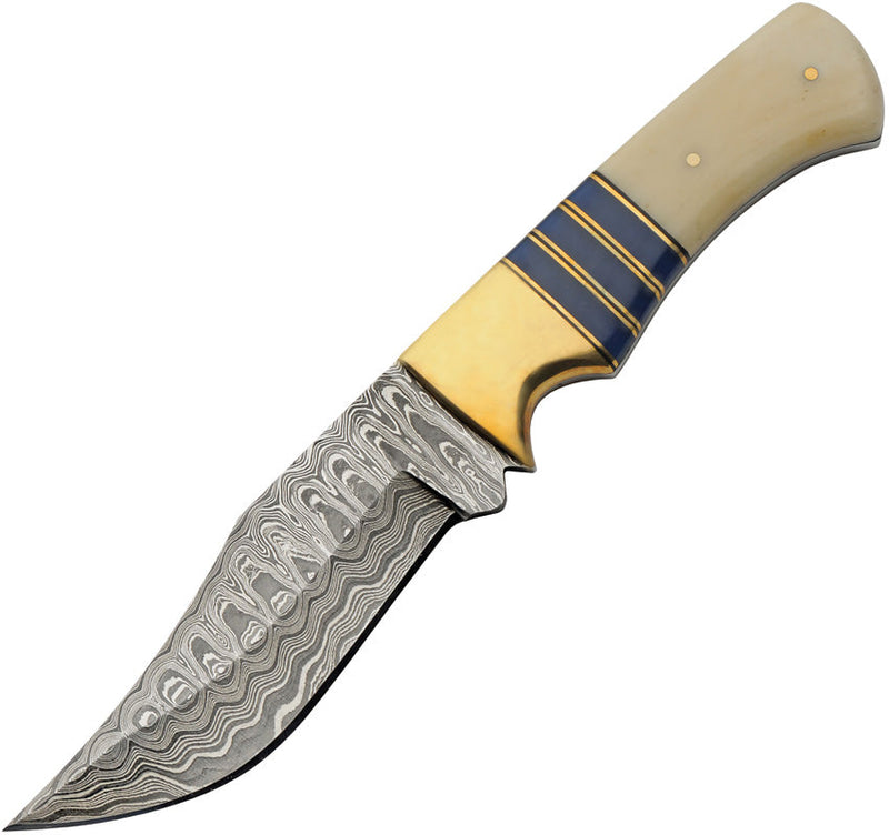 Damascus Admiral Fixed Blade Bone Blue