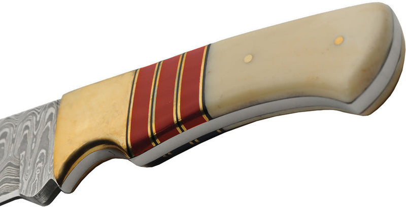 Damascus Admiral Fixed Blade Bone Red