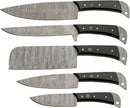 Damascus Kitchen Knife Set with Roll