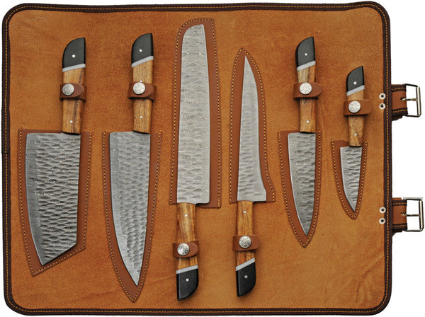 Damascus Saddlewood Kitchen Set w roll