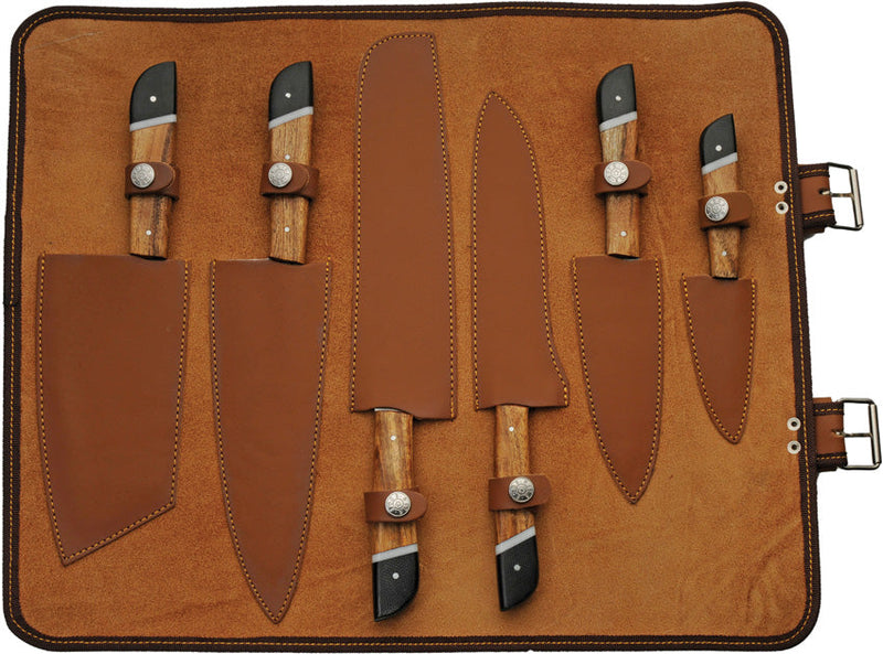 Damascus Saddlewood Kitchen Set w roll