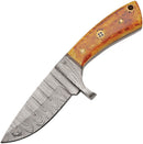 Damascus Fixed Blade Burnt Bone
