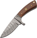 Damascus Fixed Blade Brown Micarta