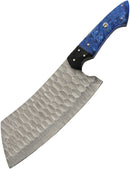Damascus Blue Crystal Cleaver