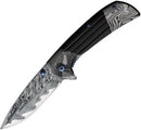 ElitEdge Damascus Etched Linerlock A/O