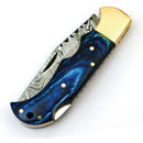 FH Knives Lockback Damascus Blue