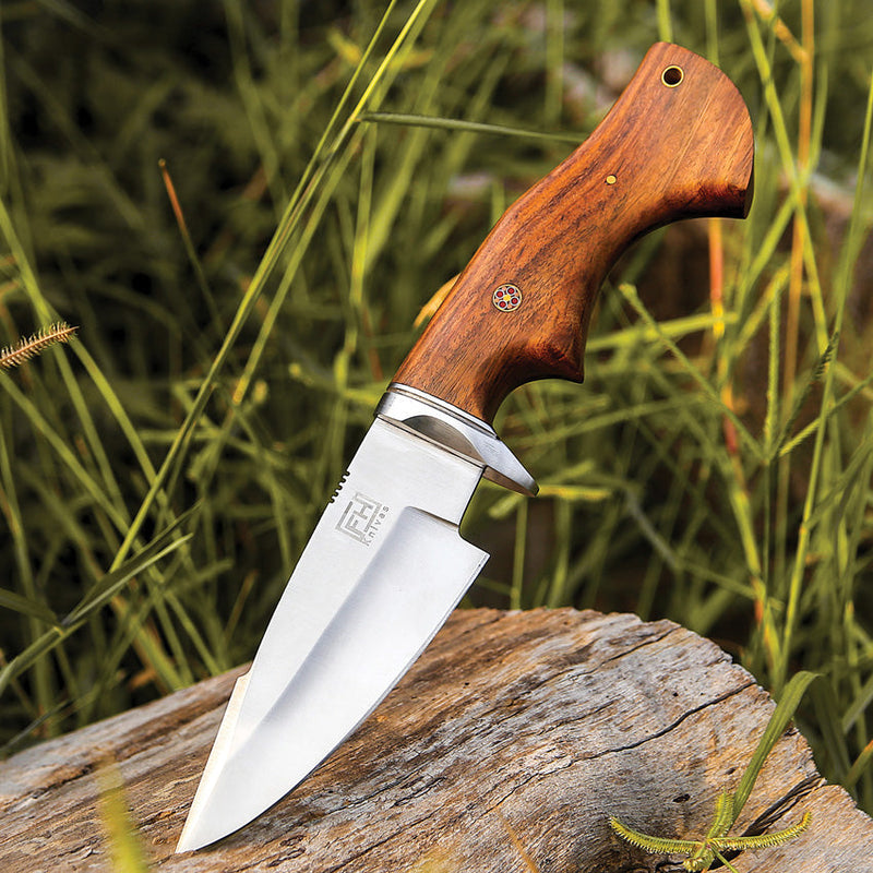 FH Knives Fixed Blade Brown Wood