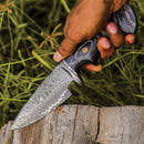 FH Knives Fixed Blade Damascus Gray