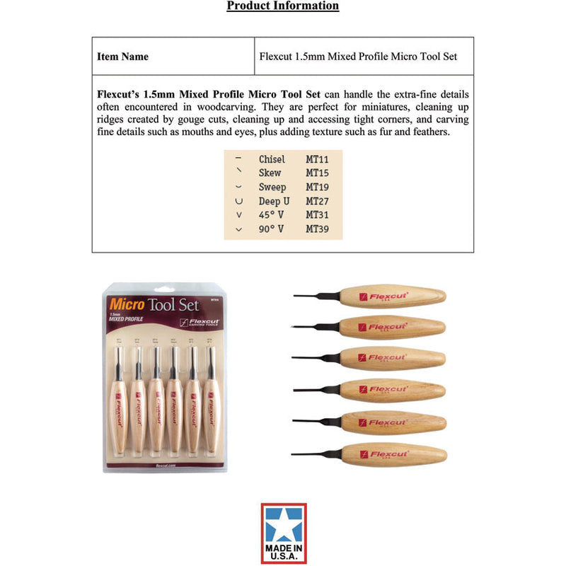 Flexcut Mixed Profile Micro Tool Set