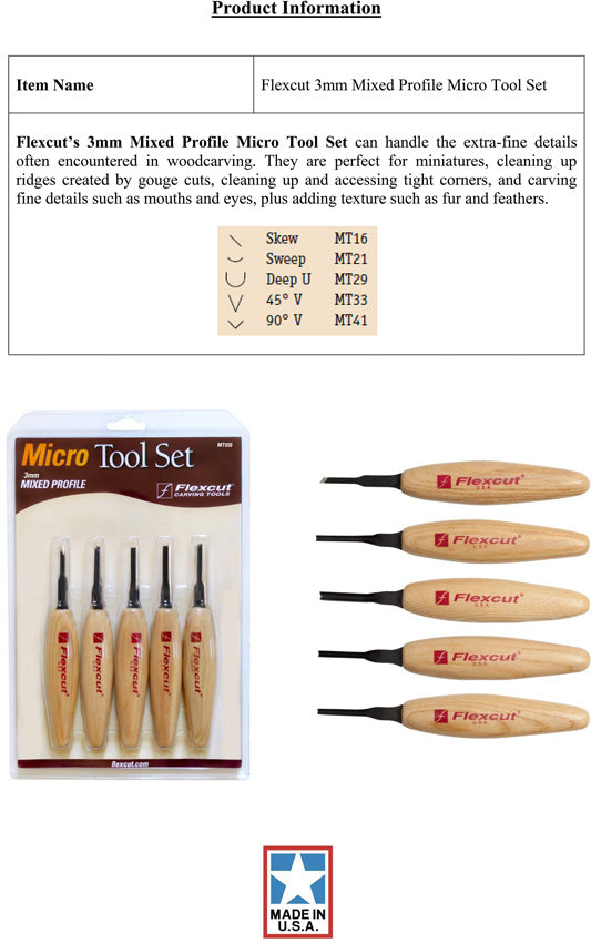 Flexcut Mixed Profile Micro Tool Set