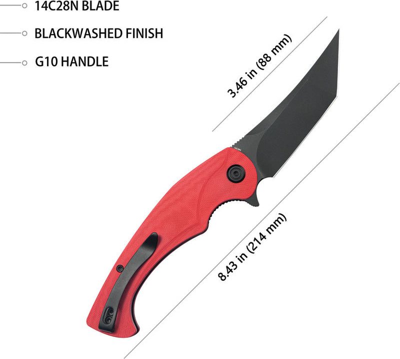 Kubey Scimitar Linerlock Tanto Red