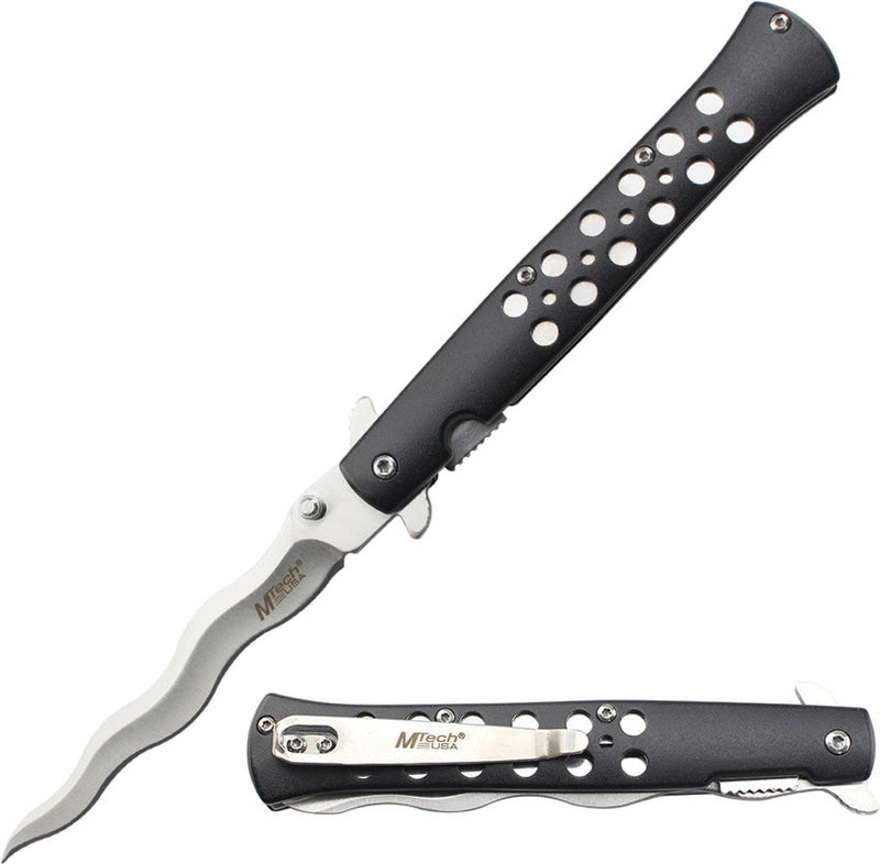 Mtech Linerlock A/O Black Wavy