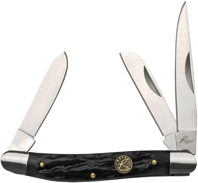 Roper Knives Stockman Jigged Black Bone