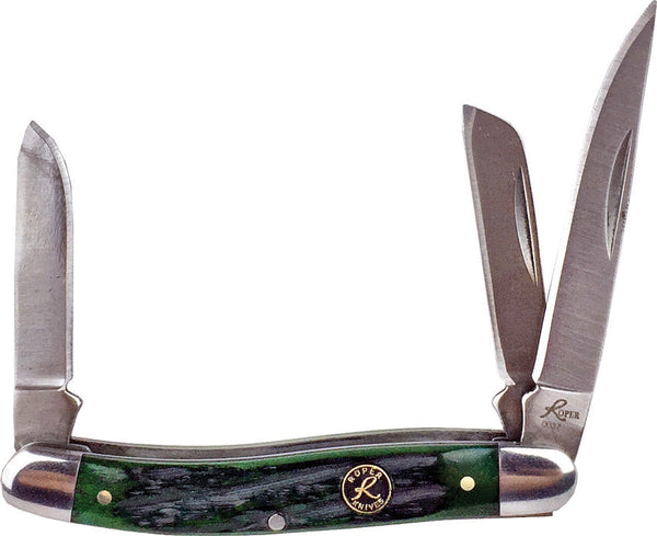 Roper Knives Stockman Green Bone Carbon