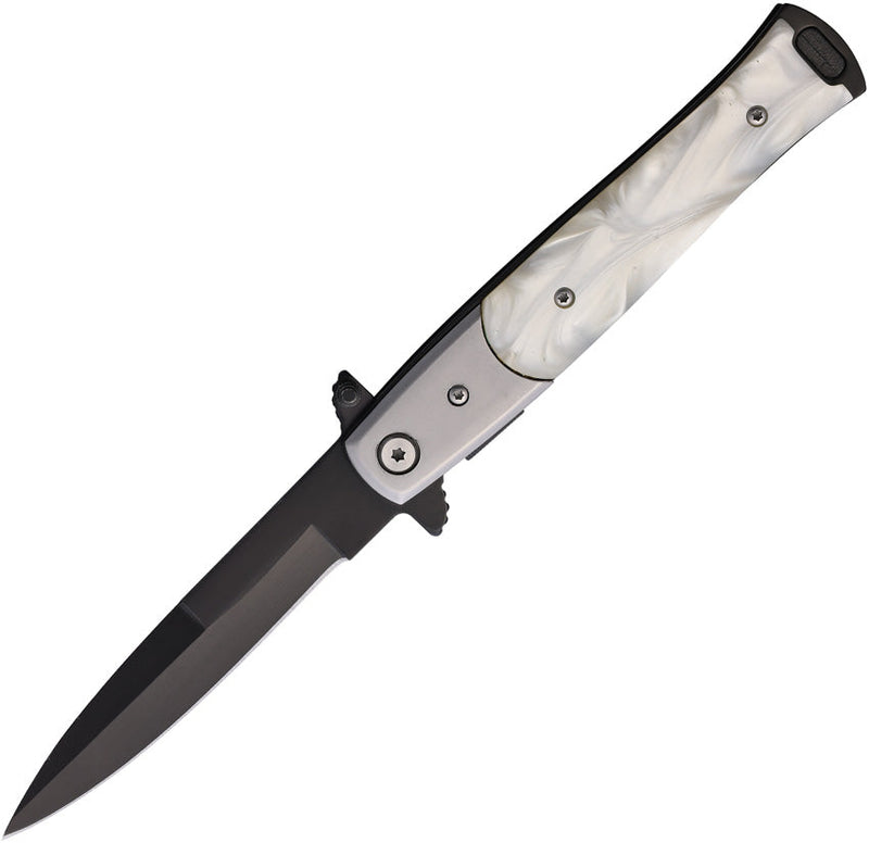 S-TEC Stiletto Style Linerlock Pearl