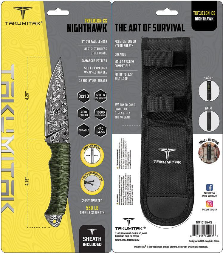 Takumitak Nighthawk Fixed Blade Green
