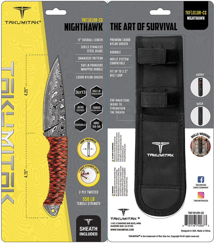 Takumitak Nighthawk Fixed Blade Orange