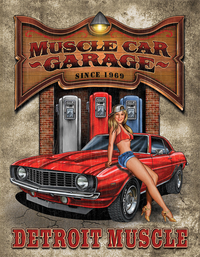 Tin Signs Legends Detroit Muscle Car