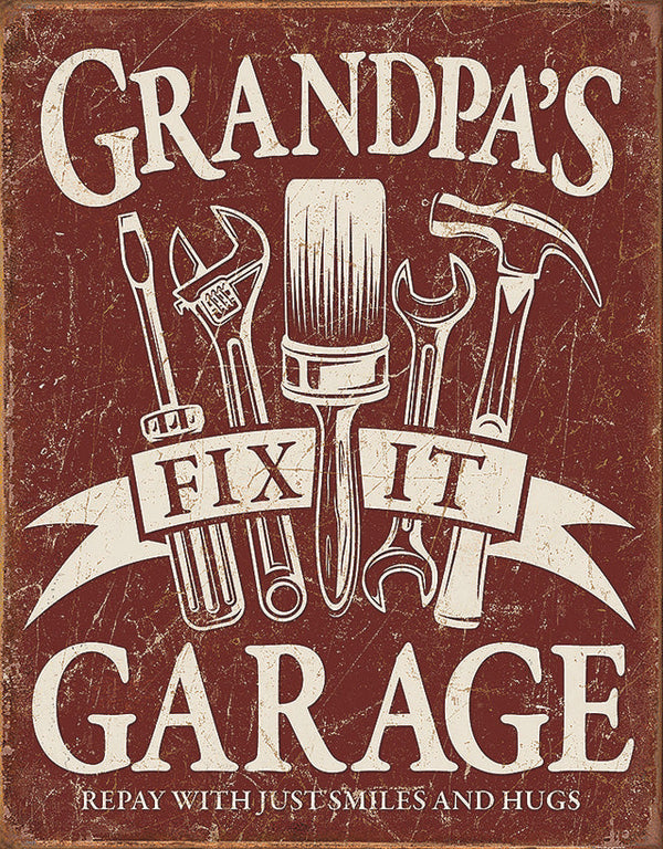 Tin Signs Grandpas Garage Sign