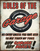 Tin Signs Rules Of Garage Sign