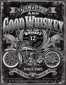 Tin Signs Old Bikes Good Whiskey