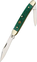 Hen & Rooster Pen Knife Green Pick Bone
