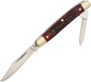 Hen & Rooster Pen Knife Red Pick Bone
