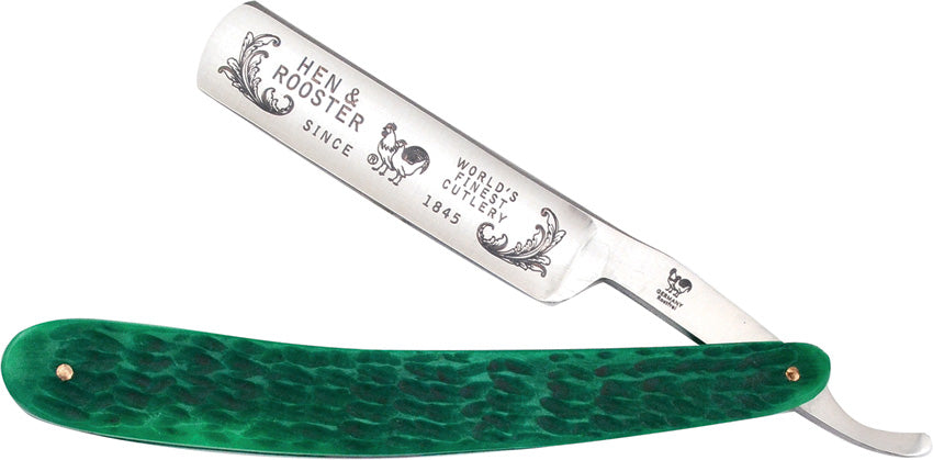 Chicken Themed Razor Hen & Rooster Folding Razor Green Bone