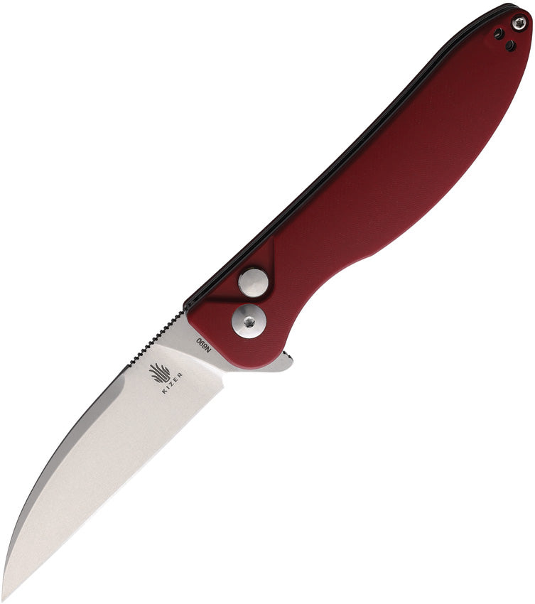 Kizer Cutlery Sway Back Button Lock Red