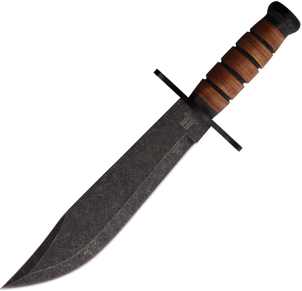 Rough Ryder Combat Bowie Stacked Leather