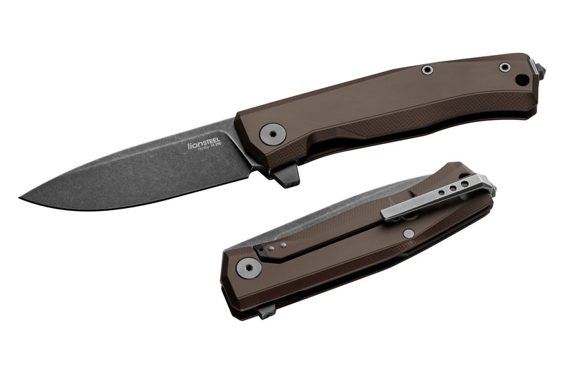 Lionsteel MYTO Black Blade, Brown Aluminum Handle