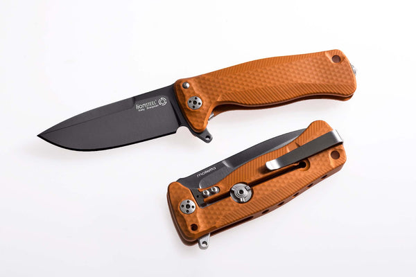 Lionsteel SR22 Black Blade, Orange Handle